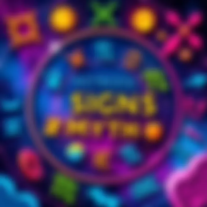 A colorful illustration featuring symbols of various zodiac signs surrounded by common misconceptions, like myths and facts, visually representing astrology's influence on beliefs.