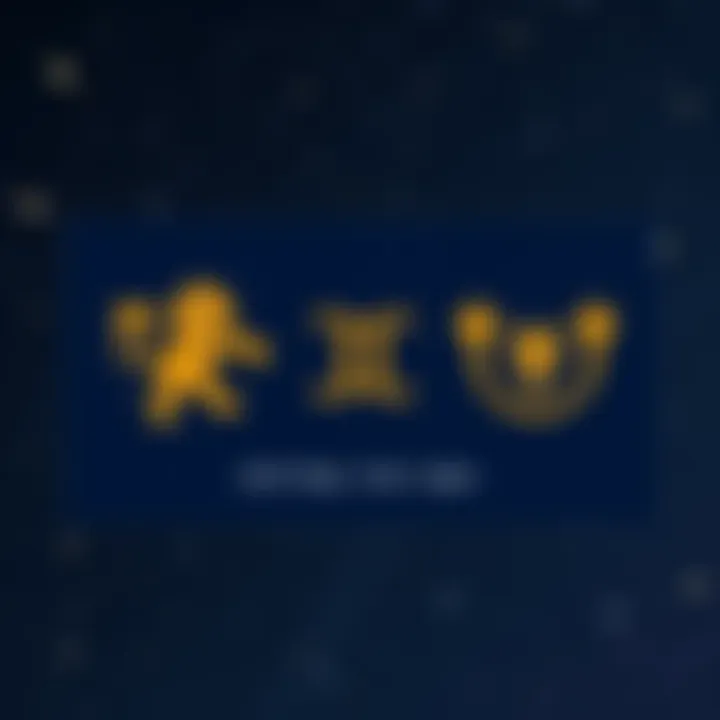 A graphic showing symbols of Leo, Gemini, and Scorpio, representing their traits and connections, with a starry background.