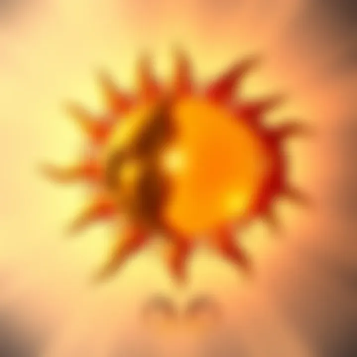 A bright sun symbol representing Leo next to a gentle moon symbol for Cancer, set against a soft background.