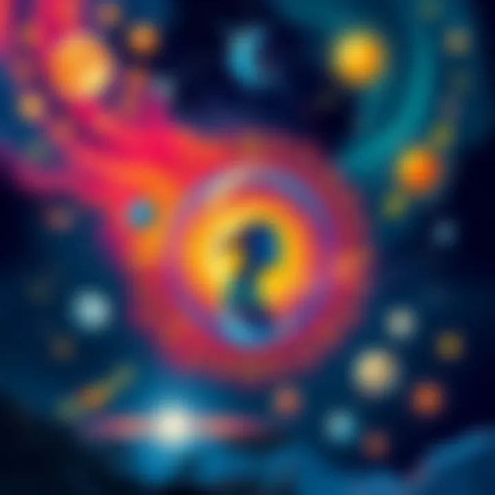 Astrological Symbols and Celestial Alignments A colorful illustration showing various astrological symbols and celestial bodies, depicting their connections and influences on human emotions.