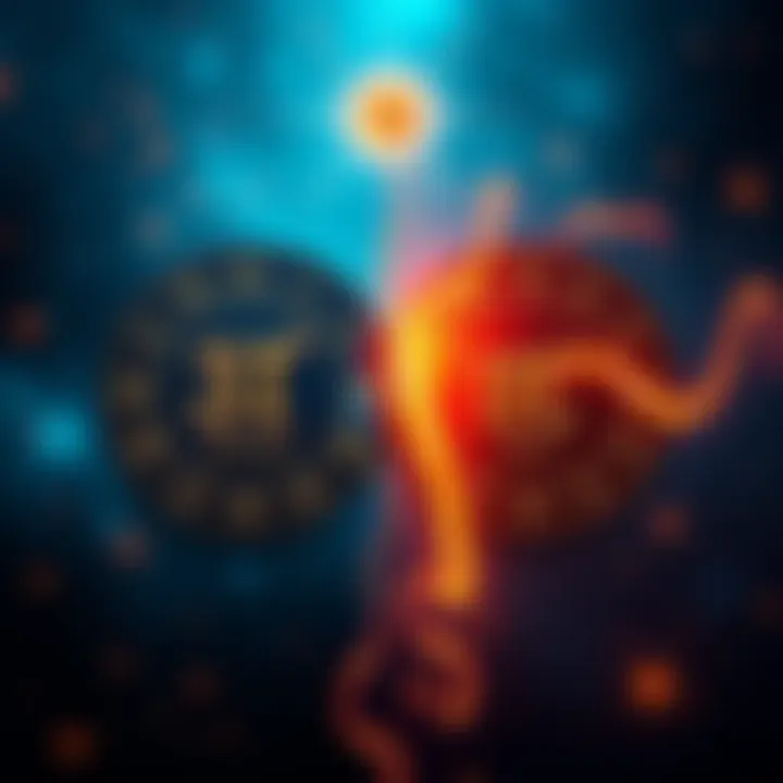 A side-by-side comparison of two ayanamsas with astrological symbols reflecting their differences