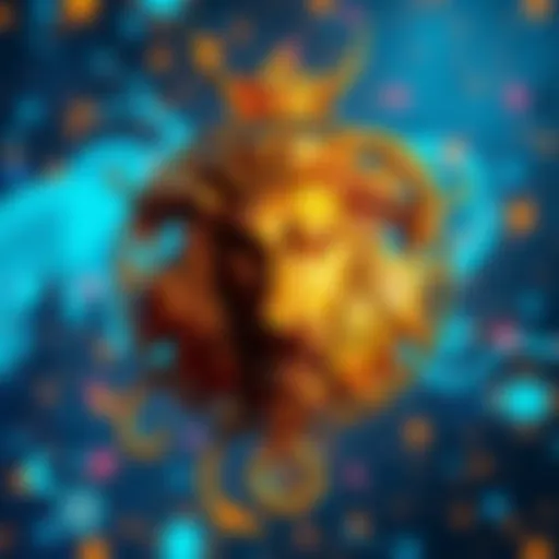 A collage of astrological symbols like Uranus, Aquarius, and Leo with a digital background representing online engagement