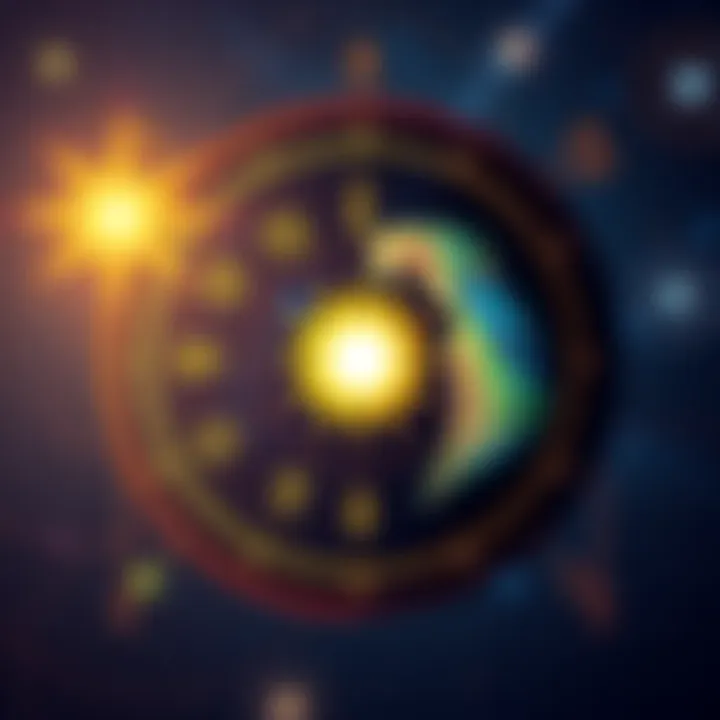 Illustration showing symbols of the Sun and Earth, representing personality traits in astrology.