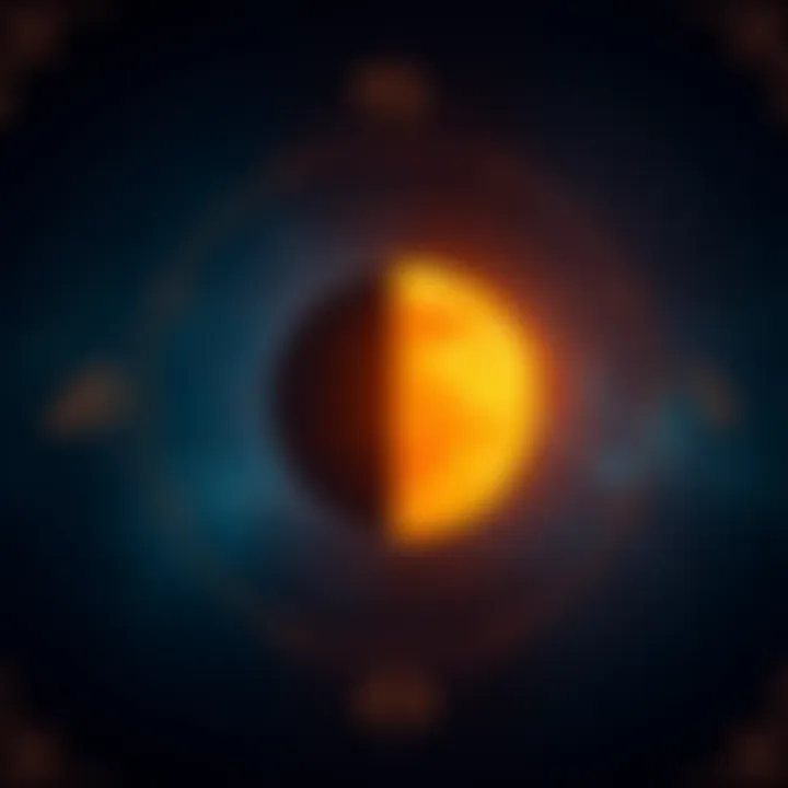 A visual representation of astrological symbols connecting the Sun and Moon, highlighting the concept of Syzygy in astrology.