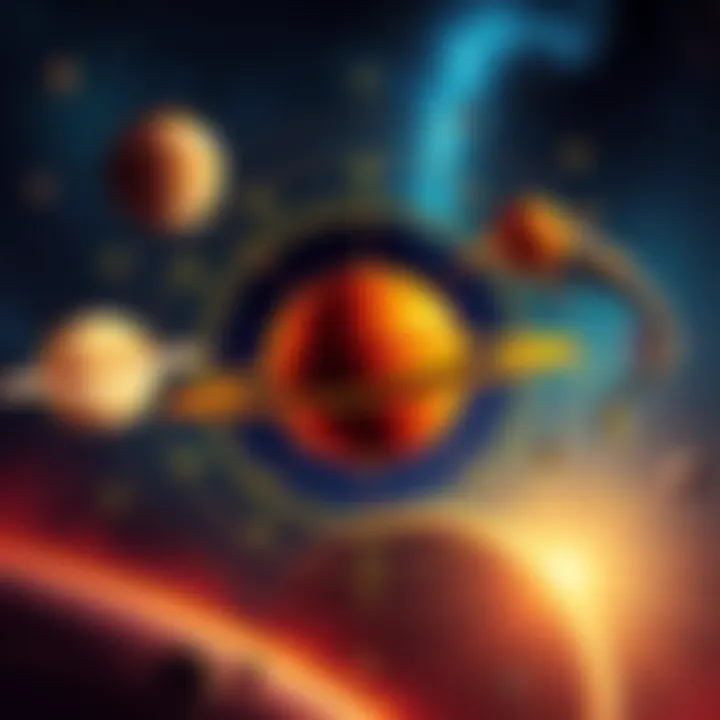 Astrological Transits for 2026 A celestial illustration showing Jupiter moving from Cancer to Leo, Saturn in Pisces, and Rahu and Ketu aligned on the Aquarius-Leo axis, symbolizing major planetary influences.