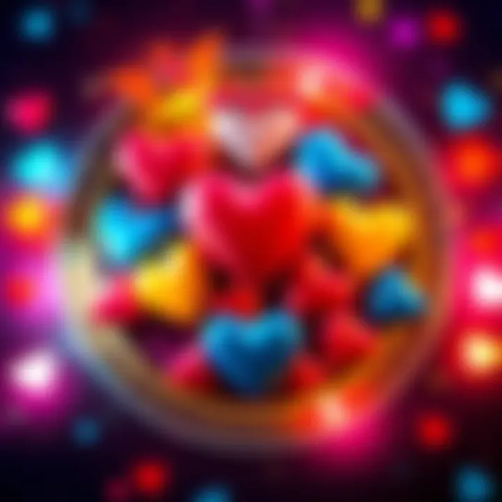 A colorful arrangement of zodiac signs with hearts symbolizing love and dating compatibility.