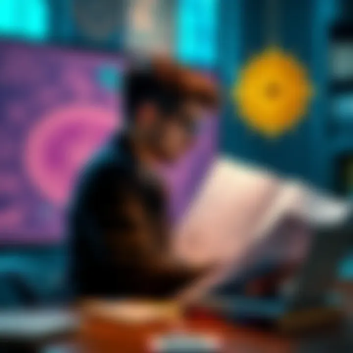 A person looking at astrological charts while studying, showing concerns about learning and performance.