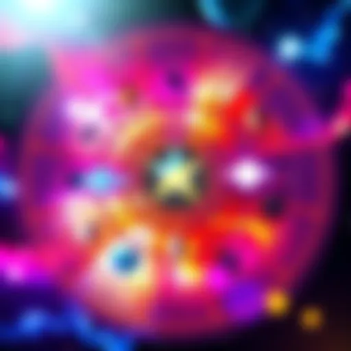 A colorful birth chart showing zodiac signs, planets, and houses, symbolizing personal challenges and life influences through astrology.