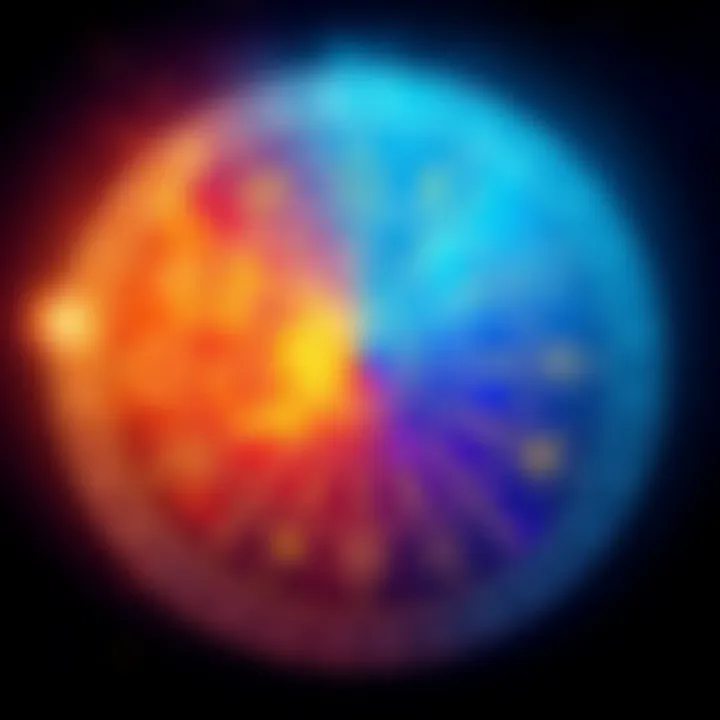 An illustration showing a colorful birth chart with zodiac signs and planetary symbols, representing personality traits and astrology.