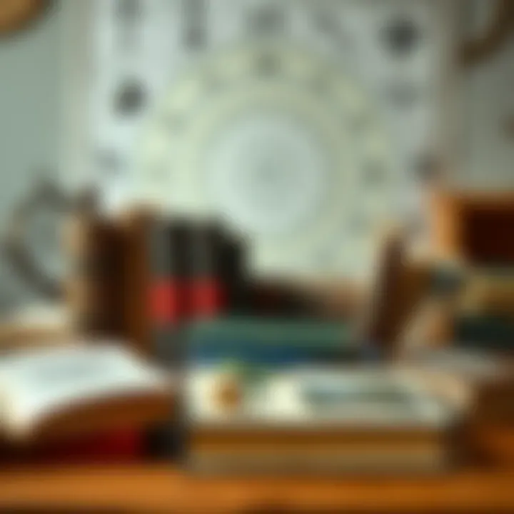 A selection of beginner-friendly astrological books on a table with a natal chart in the background