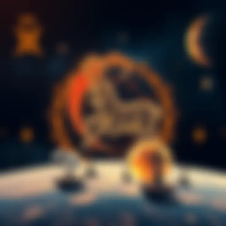 A visual representation of astrology symbols with a focus on the Capricorn sign, featuring planets Uranus and Neptune