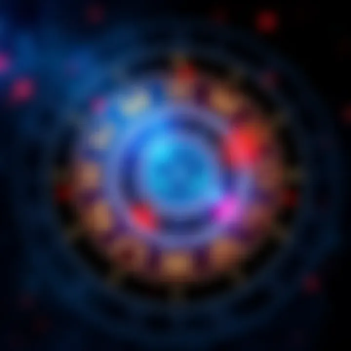 An astrology chart highlighting the 12th house with symbols representing ADHD, OCD, and anxiety reflections