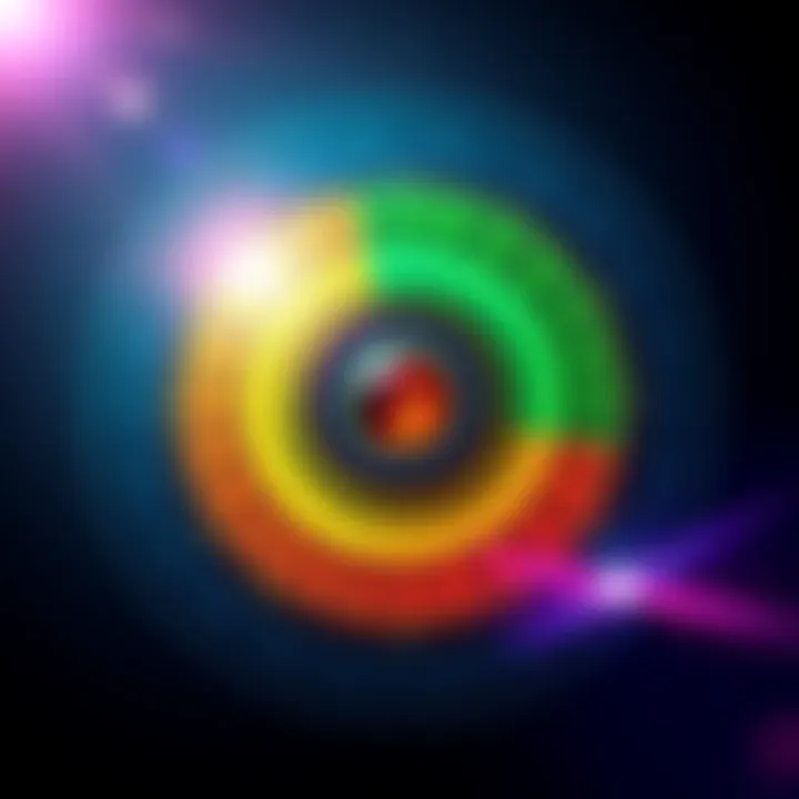 A colorful astrology chart highlighting the Big Three elements: Sun, Moon, and Rising signs.