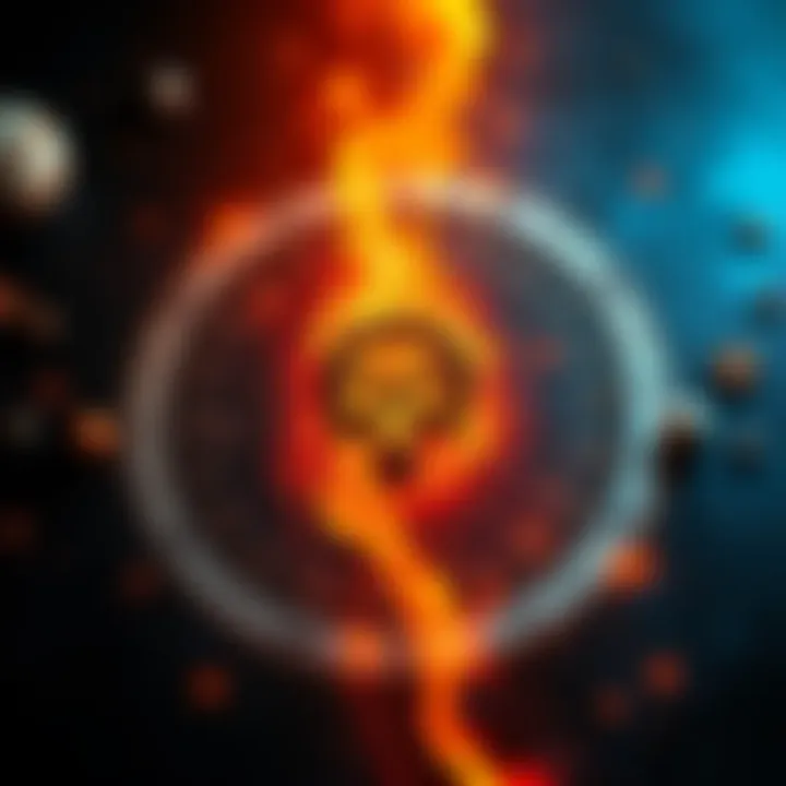 An astrology chart featuring symbols related to death and rebirth, surrounded by mystical elements like stars and planets.