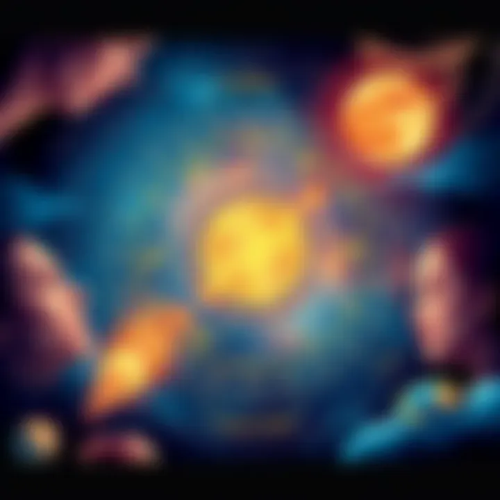 Illustration of an astrology chart highlighting the position of Gulika, surrounded by symbols representing emotions and pain.