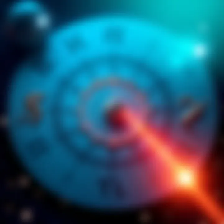 An astrology chart highlighting the rising sign, surrounded by zodiac symbols and star motifs.