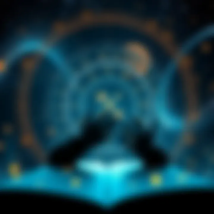 A person studying an astrological chart surrounded by stars and cosmic elements, reflecting on their life experiences and seeking clarity.