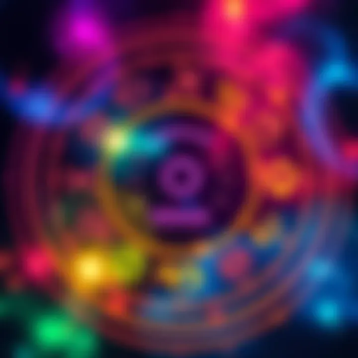 An astrology chart showing the placement of Venus in different houses, with bright colors and symbols around it.