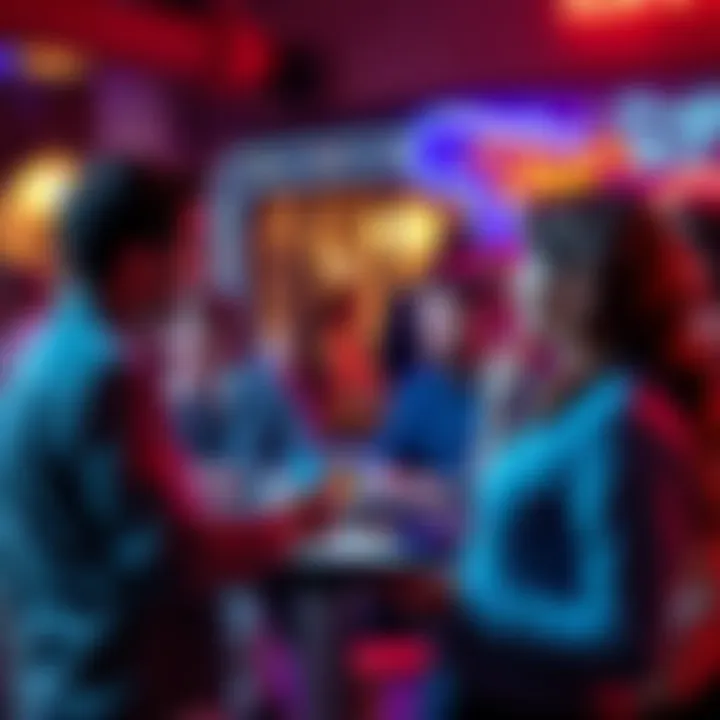 Astrology Clue Sharing People exchanging creative hints about their rising signs in a social setting.