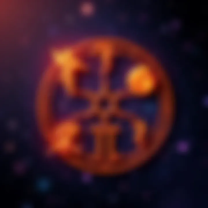 Four zodiac symbols representing Moon, Mars, Mercury, and Venus arranged together with stars in the background