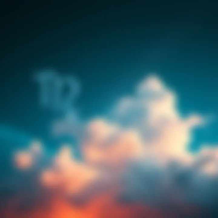 An abstract representation of conflicting zodiac signs and personal identity, featuring a Taurus symbol intermingled with clouds and stars, signifying the complexity of astrology and self-perception.