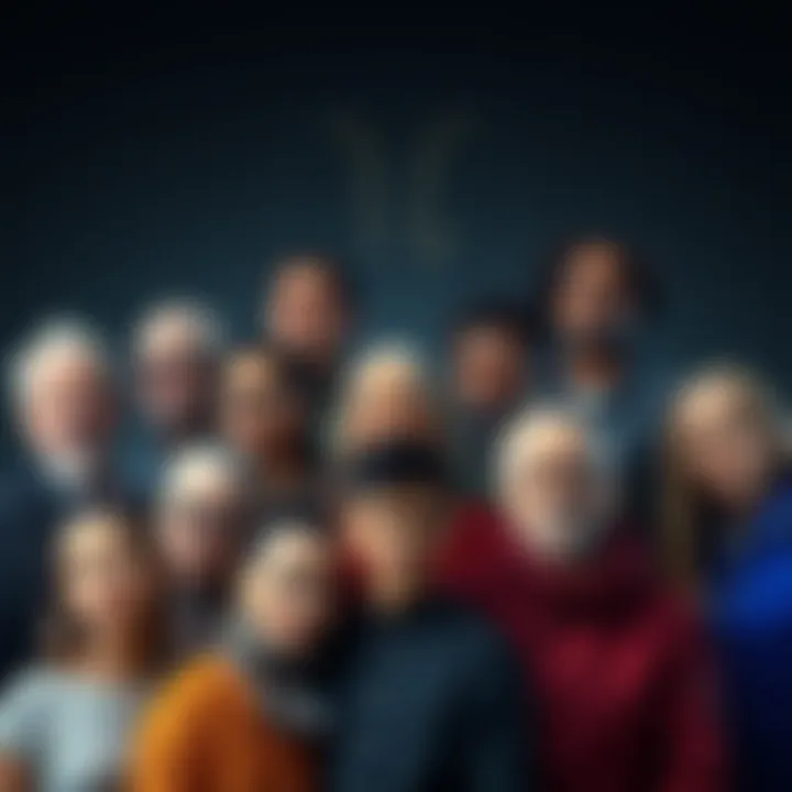 Astrology and Life Paths A group of diverse people gathered together, each with distinct styles and expressions, symbolizing different life paths despite sharing the same zodiac sign.