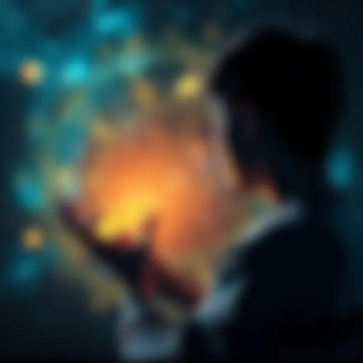 Astrology Natal Chart Exploration A person looking at their natal chart with astrological symbols and planets around, seeking insights into themes and strengths.