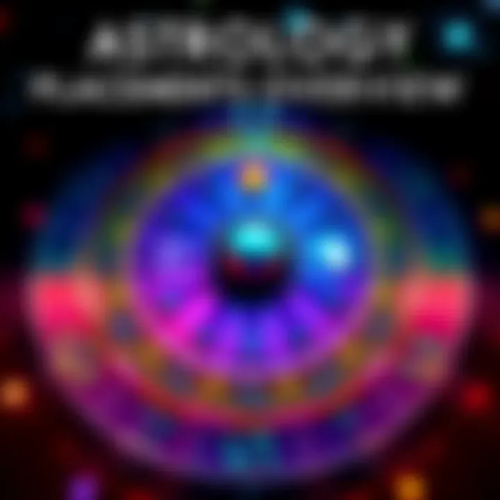 A colorful zodiac wheel highlighting various astrological placements with symbols for Moon, Mercury, and Mars.