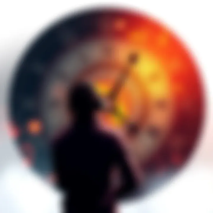 A person studying astrological charts with a clock showing different planetary hours and symbols.