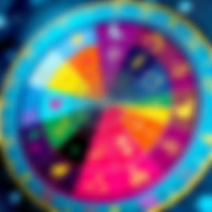 Astrology Readings Graphic A colorful chart showing zodiac signs and astrological symbols, representing free astrology readings for strengths and weaknesses based on birth charts.