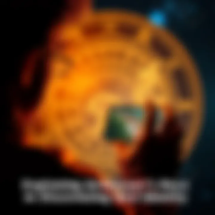 Astrology and Self-Discovery A person looking at their birth chart with zodiac signs in the background, symbolizing a journey toward self-identity through astrology.