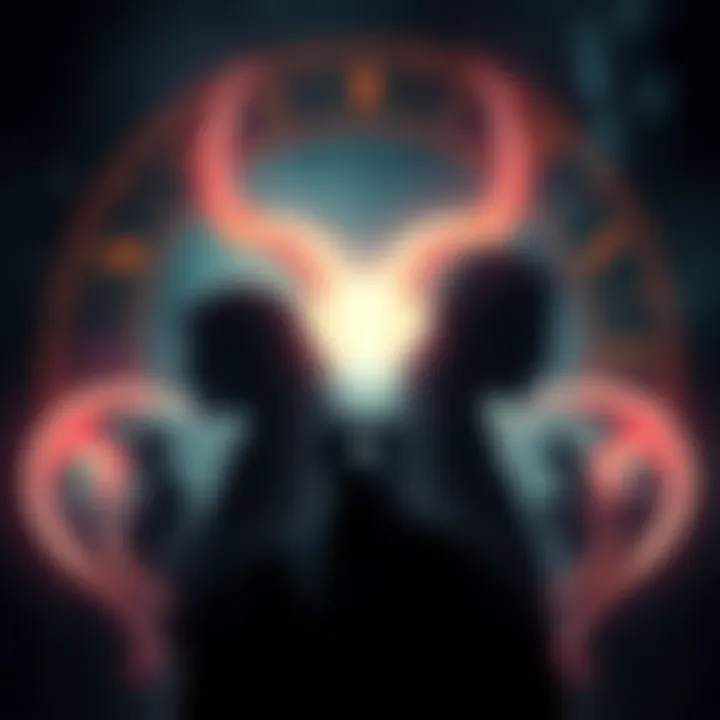 An artistic depiction of Scorpio, Taurus, and Capricorn symbols surrounded by shadowy figures, representing strong, mafia-like personalities.