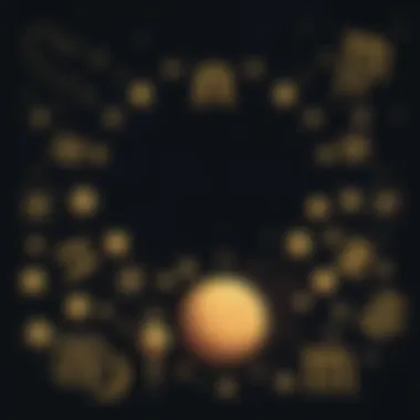 Astrology Symbols with Dark Background A collection of astrology symbols like stars, planets, and zodiac signs against a dark, starry background, conveying a sense of negativity and struggle in astrology.