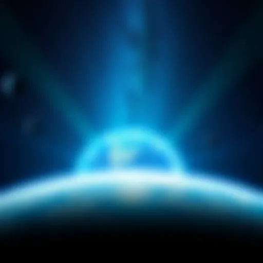 A starry sky with celestial bodies aligned over a globe, representing the connection between astrology and global events.