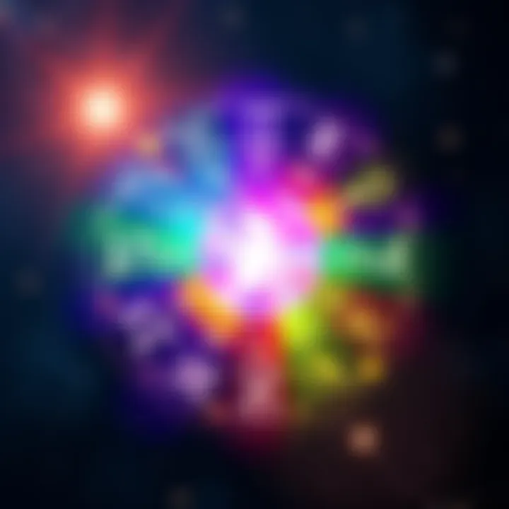 A colorful display of zodiac symbols representing each sign with stars and a cosmic background, symbolizing astrology insights for 2026.