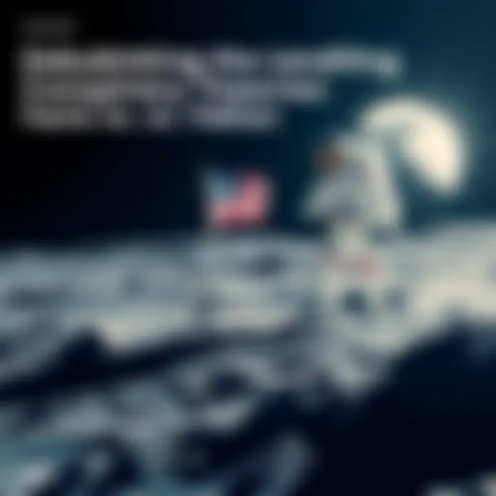 Astronaut planting a flag on the lunar surface with Earth visible in the background