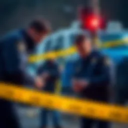 Police officers examining evidence at a crime scene related to the Charlie Kirk shooting investigation.