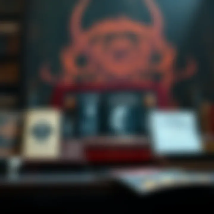 A collection of books about atheistic Satanism displayed on a table, excluding Anton LaVey titles, showcasing various authors and themes of Satanic philosophy.