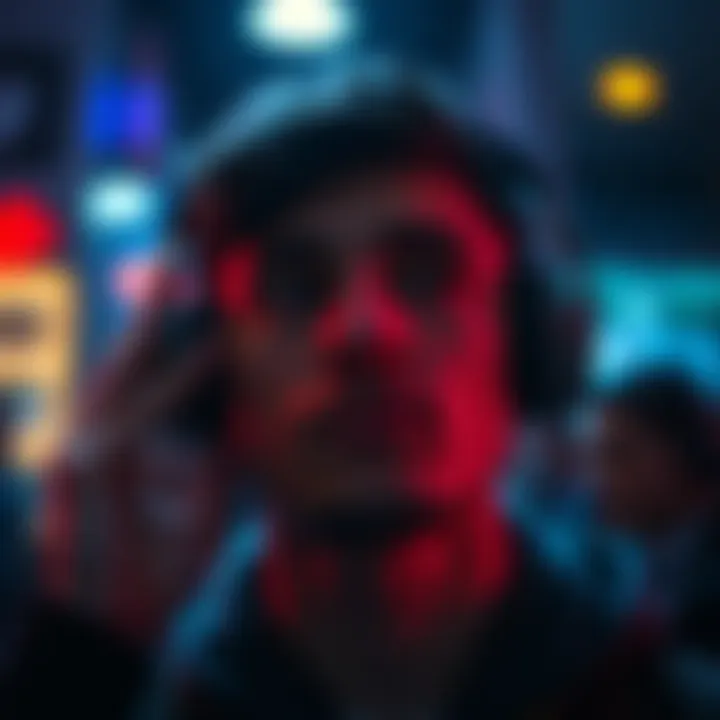 Person listening to audio for nose shape Individual wearing headphones while focusing on audio to find their ideal nose shape