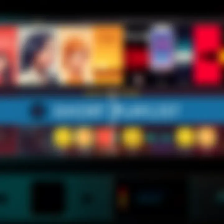 A visual comparison of long and short playlists, showcasing a variety of music tracks and their lengths, with icons representing themes and genres.