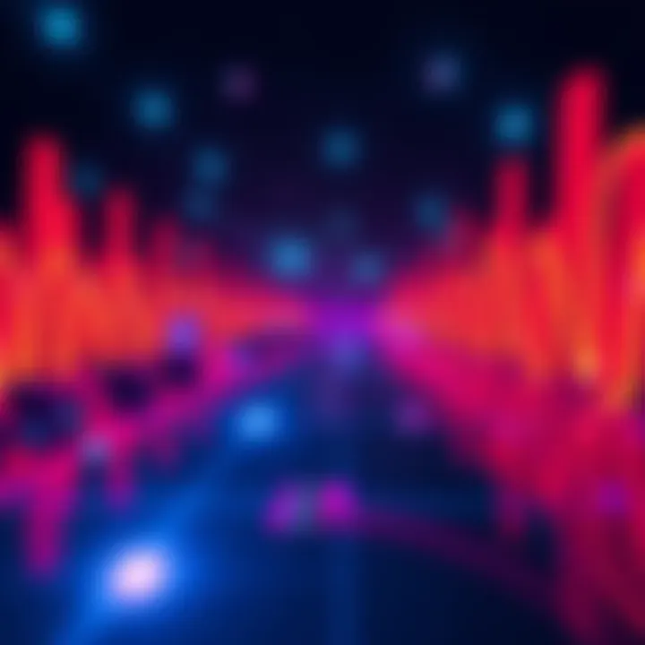 Visual representation of audio waves in various pitches, indicating sound technology with a focus on V2K audio hallucinations.