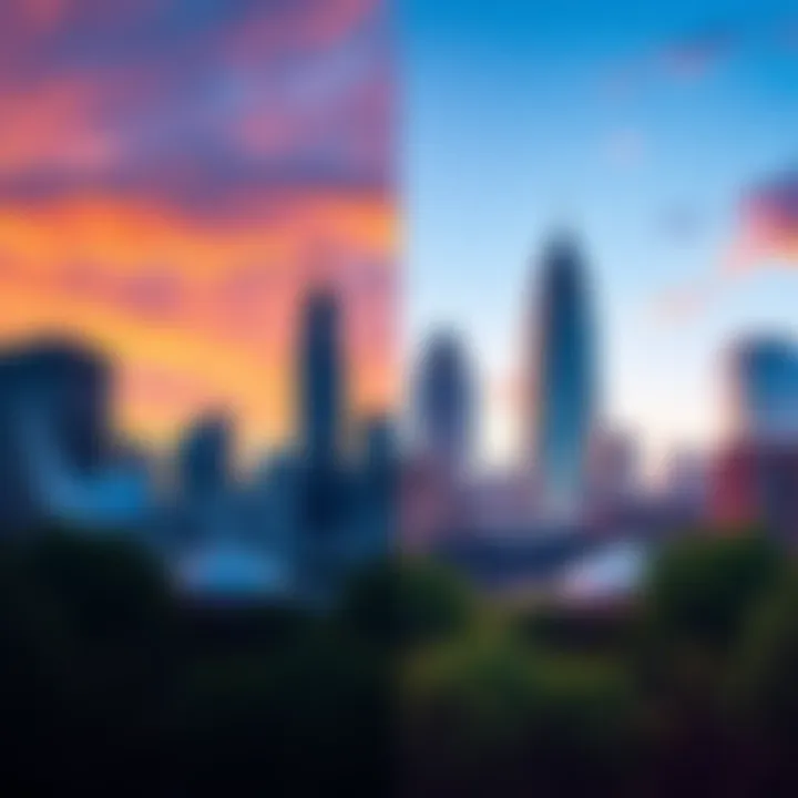 A split image showing iconic landmarks from Austin and Atlanta, highlighting the unique vibes of each city