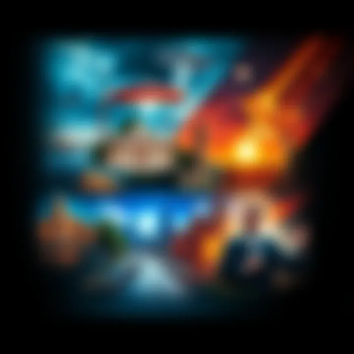 A collage showcasing true crime, UFO sightings, and local legends in Australia, featuring landmarks and symbols related to these themes.