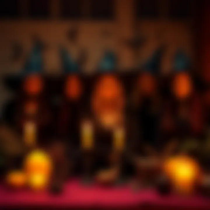 A group of people in witch costumes, showcasing real witchcraft practices on TikTok, with candles and herbs around them.