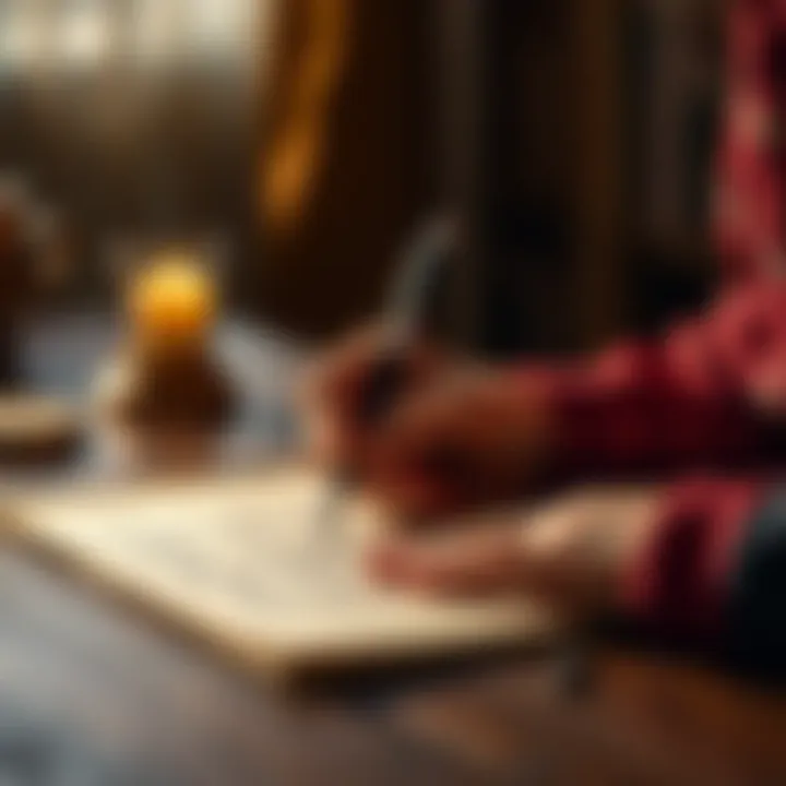 Individual practicing automatic writing to explore family ancestry