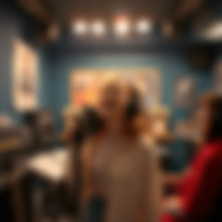 Autumn recording her new song in a music studio surrounded by instruments and microphones