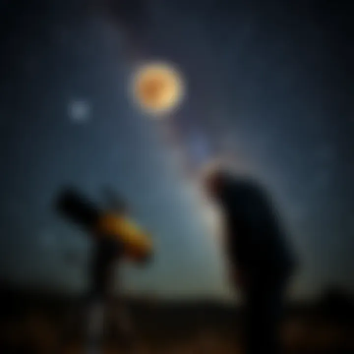 Avi Loeb examining the interstellar object 3I/ATLAS with a telescope at night, showcasing bright stars in the background.