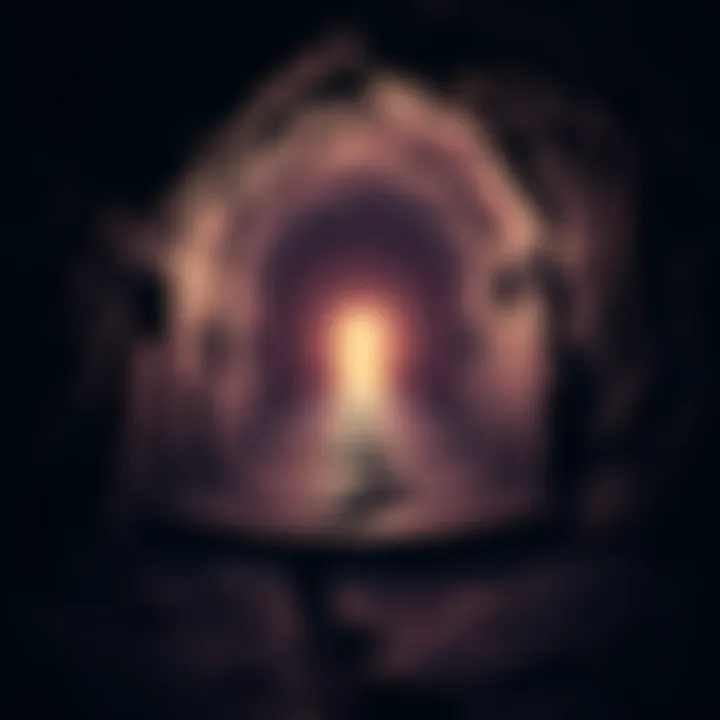 Avoiding the Light in the Afterlife A depiction of a dark pathway diverging from a bright light, symbolizing the choice to avoid the light in the afterlife.