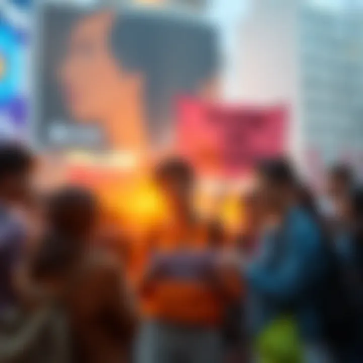 A diverse group of people participating in an awareness campaign, sharing information and raising consciousness about important issues in 2026.