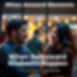 Two people experiencing an awkward moment during a conversation, looking uncomfortable yet amused.